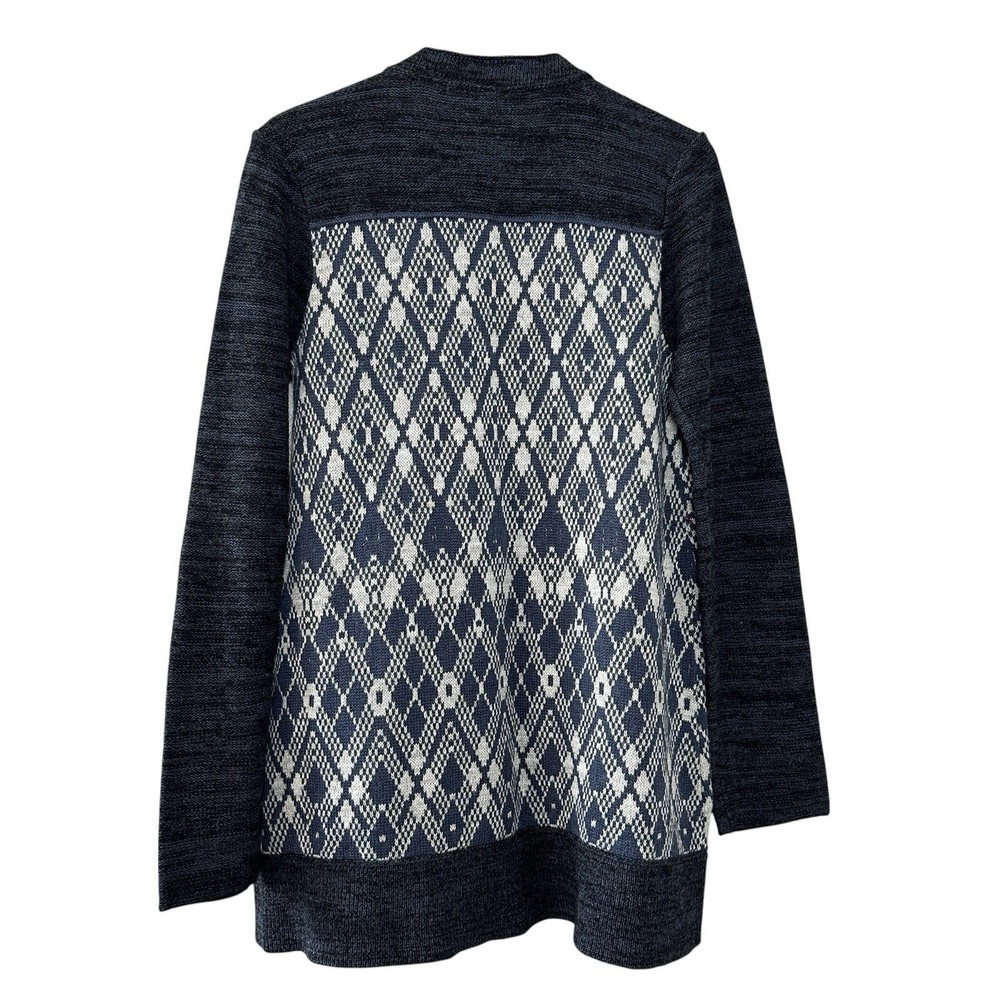 Free People Foxtrot Argyle Knit Cardigan Sweater Women's L Wool Blend‎ Preppy - Picture 3 of 14